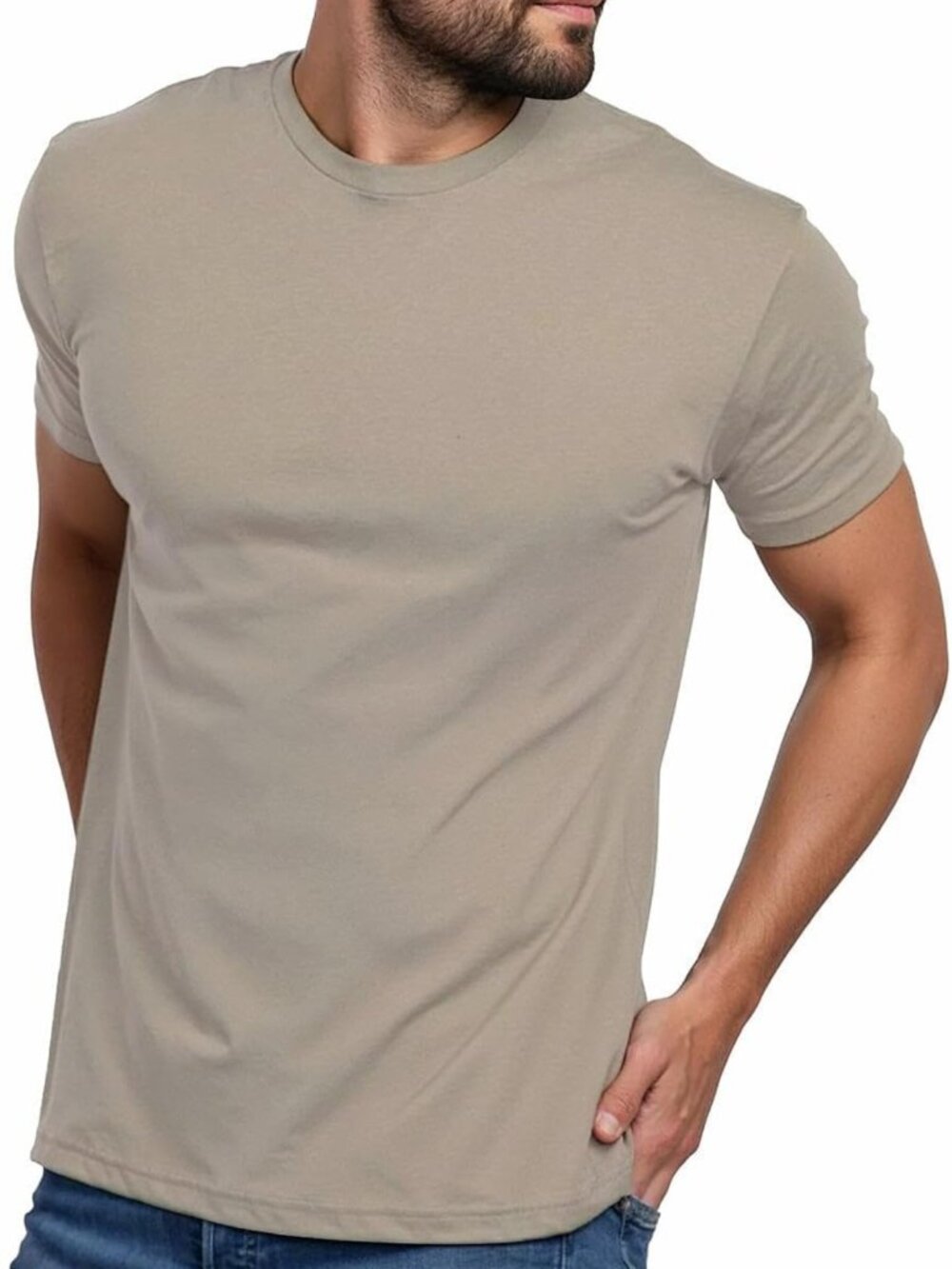 Soft Cotton Crew Neck Men's T-Shirts, Athletic Fit Casual Tees S-4XL